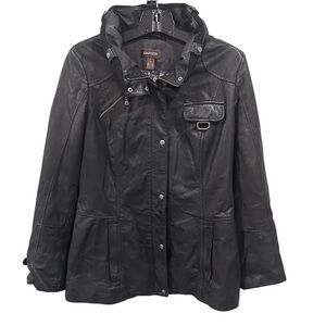 Danier Black‎ Leather Jacket Zip Front Women’s Size Small